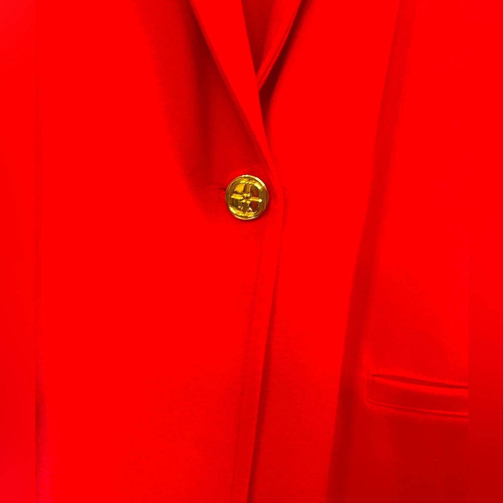 Iman Bright Red Single-Button Unlined Lightweight… - image 3